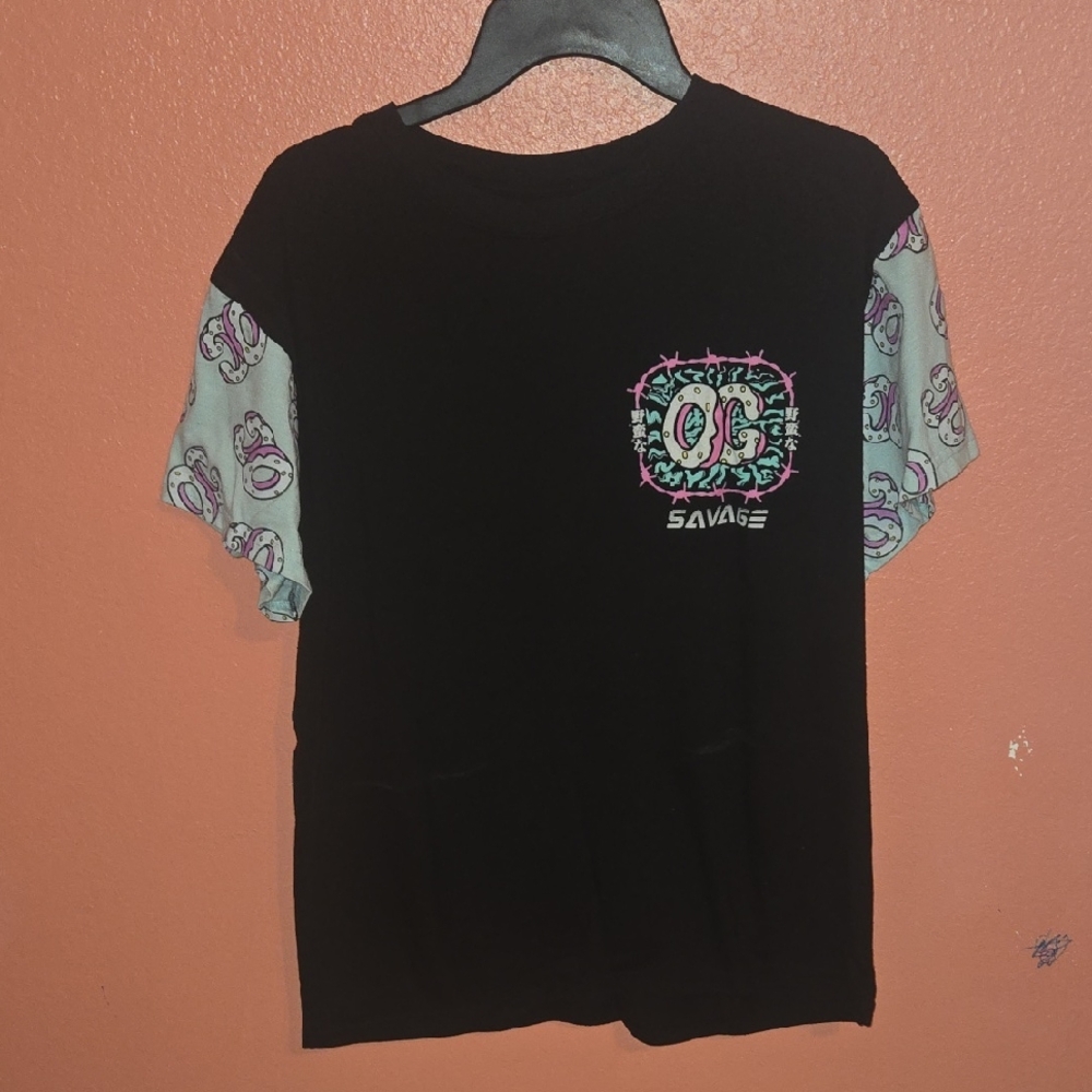 Savage Mens Black and Blue Graphic Tee